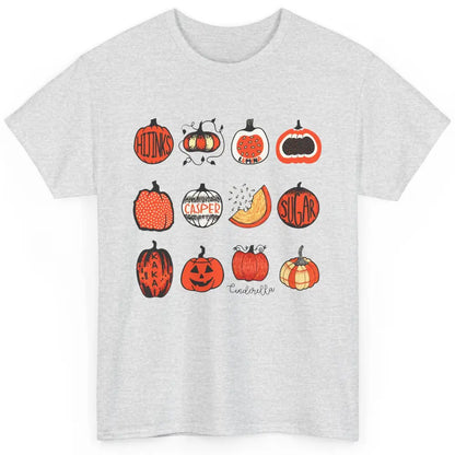 Cute Pumpkin Fall Halloween Pumpkin Types Classification Classic Unisex T-Shirt