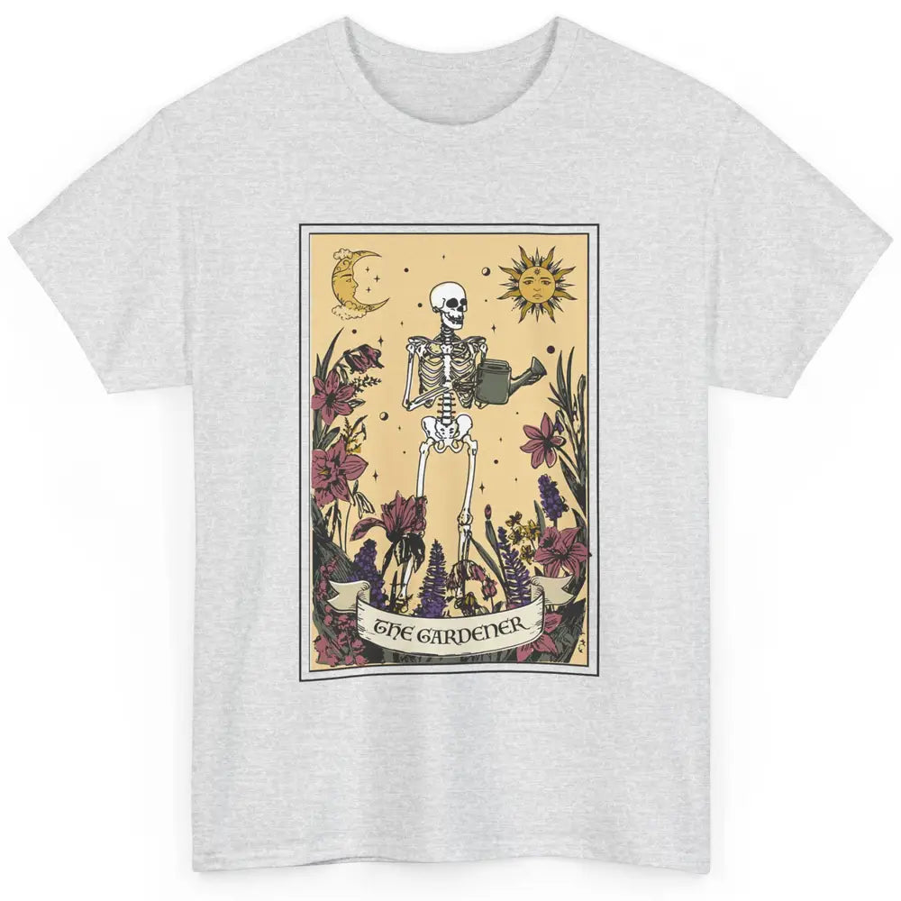 Retro Skeleton The Gardener Tarot Card Plant Lady Halloween Classic Unisex T-Shirt