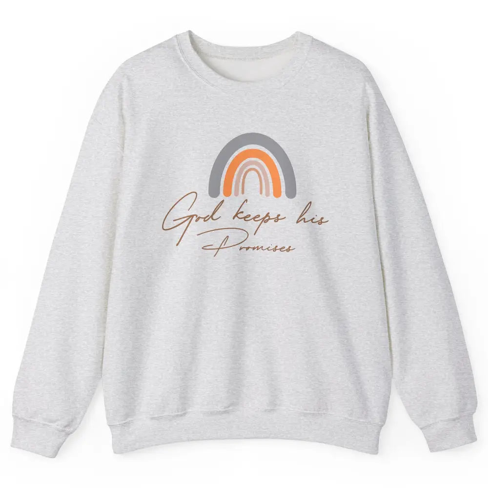 Boho Rainbow God Keeps His Promises Christian Religious Unisex Crewneck Sweatshirt