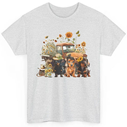 Vintage Truck And Sunflower Dachshund Mom Dachshund Lovers Classic Unisex T-Shirt