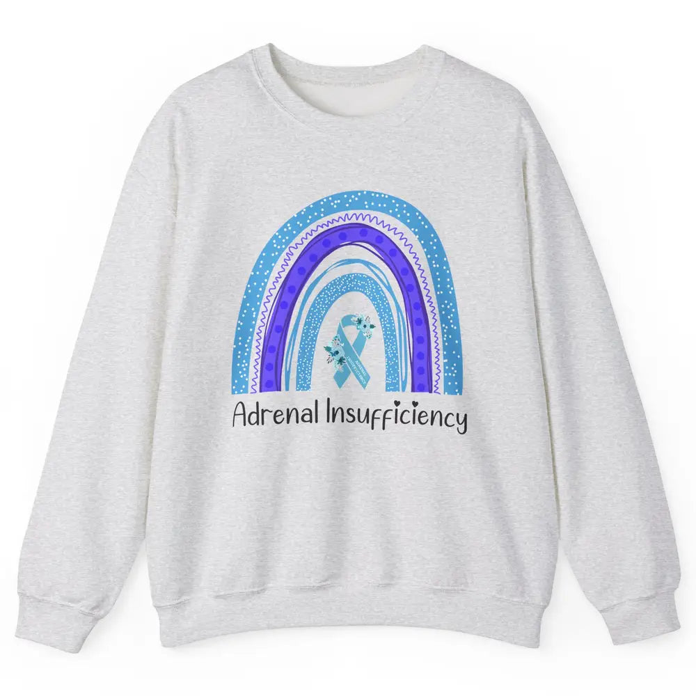 Adrenal Insufficiency Awareness Floral Light Blue Ribbon Unisex Crewneck Sweatshirt