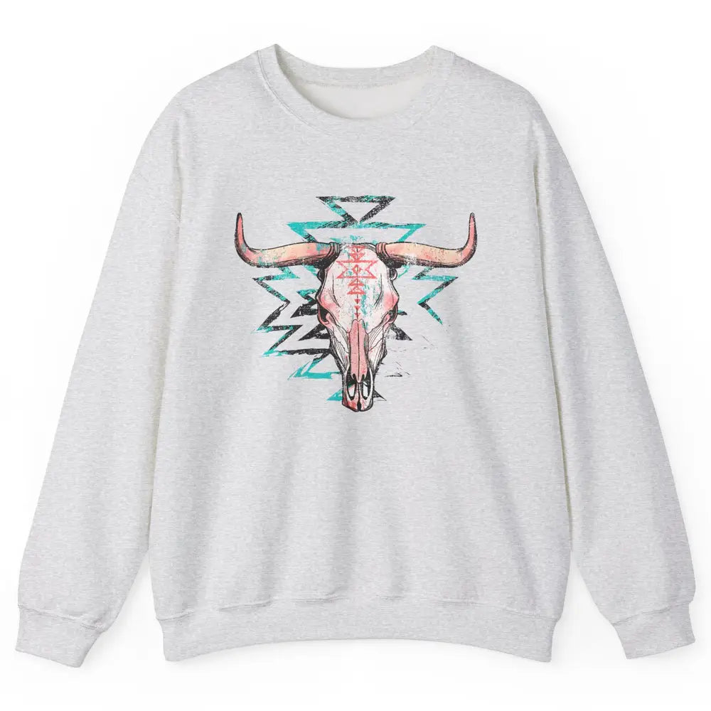 Boho Bull Skull Aztec Rodeo Desert Spirit Western Country Unisex Crewneck Sweatshirt