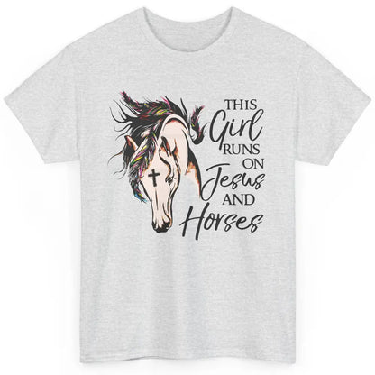 Christian This Girl Runs On Jesus And Horses Western Cowgirl Classic Unisex T-Shirt