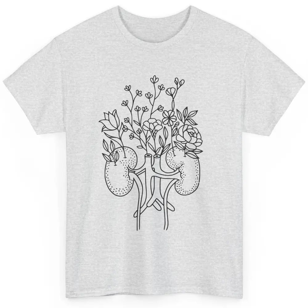 Floral Kidney Anatomy Two Kidneys Human Body Anatomy Classic Unisex T-Shirt