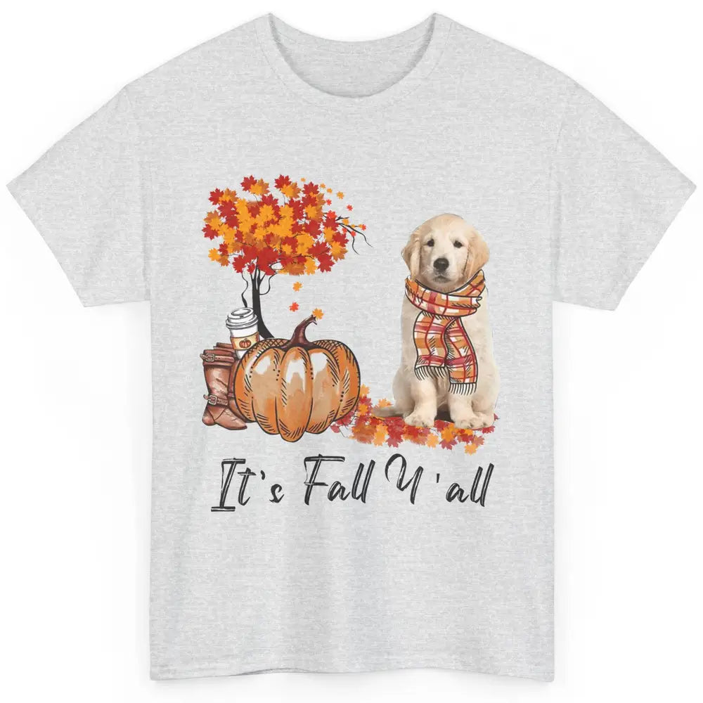 Golden Retriever Pumpkin Happy Fall Yall Autumn Thanksgiving Classic Unisex T-Shirt