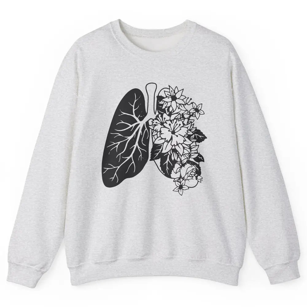 Anatomical Lungs Floral Breathe Respiratory Therapy RT Unisex Crewneck Sweatshirt