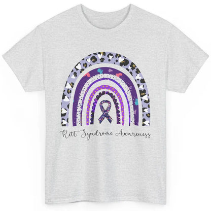 Cystic Fibrosis CF Awareness Leopard Purple Ribbon Rainbow Classic Unisex T-Shirt