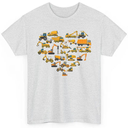 Types Of Construction Excavator Bulldozer Truck Heart Love Classic Unisex T-Shirt