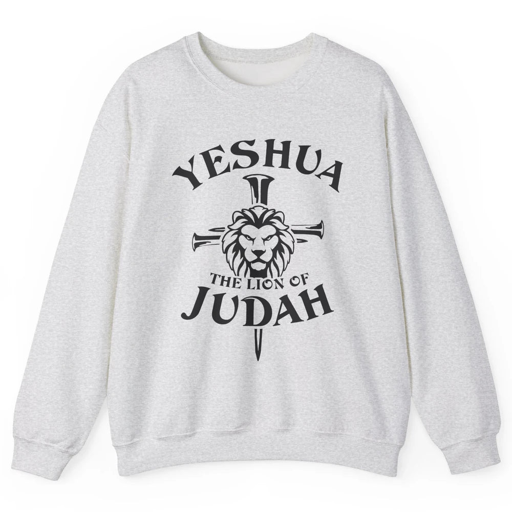 Yeshua Jesus Cross Lion Of Judah Christian Faith Religious Unisex Crewneck Sweatshirt