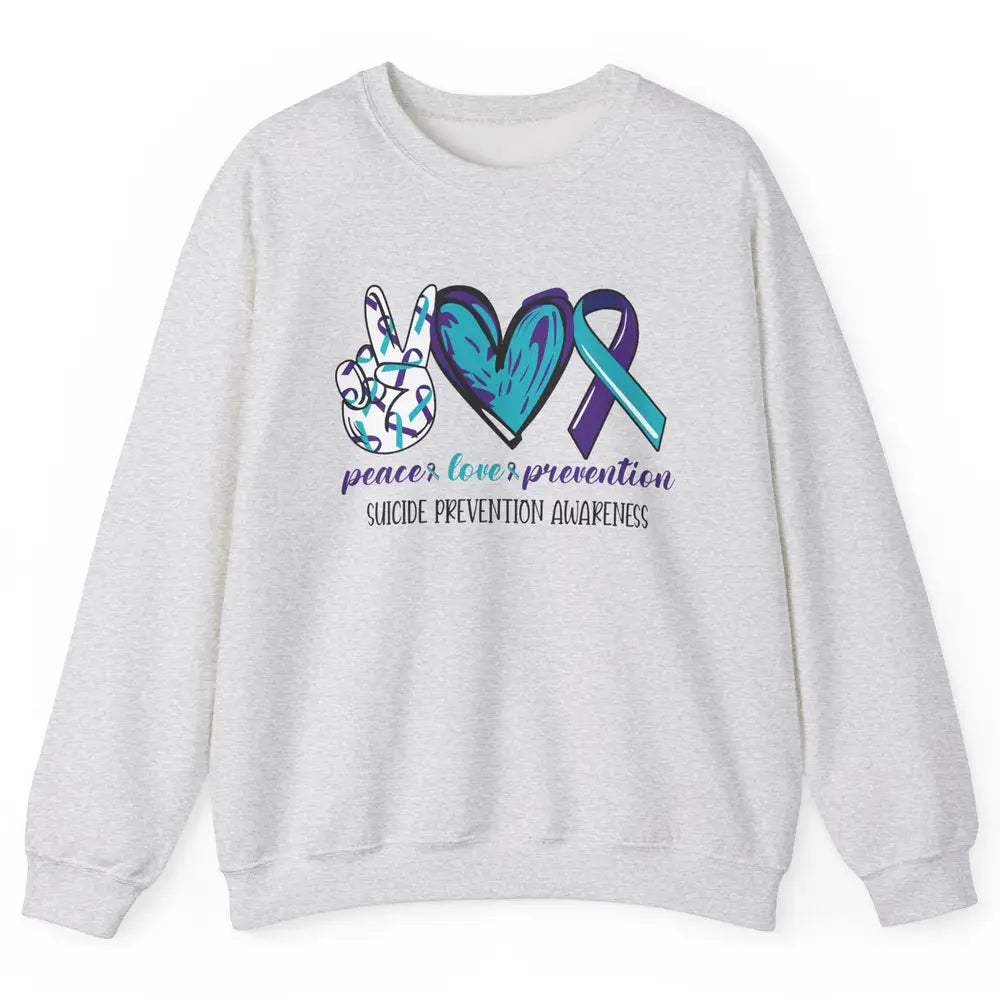 Suicide Prevention Awareness Ribbon Peace Love Prevention Unisex Crewneck Sweatshirt