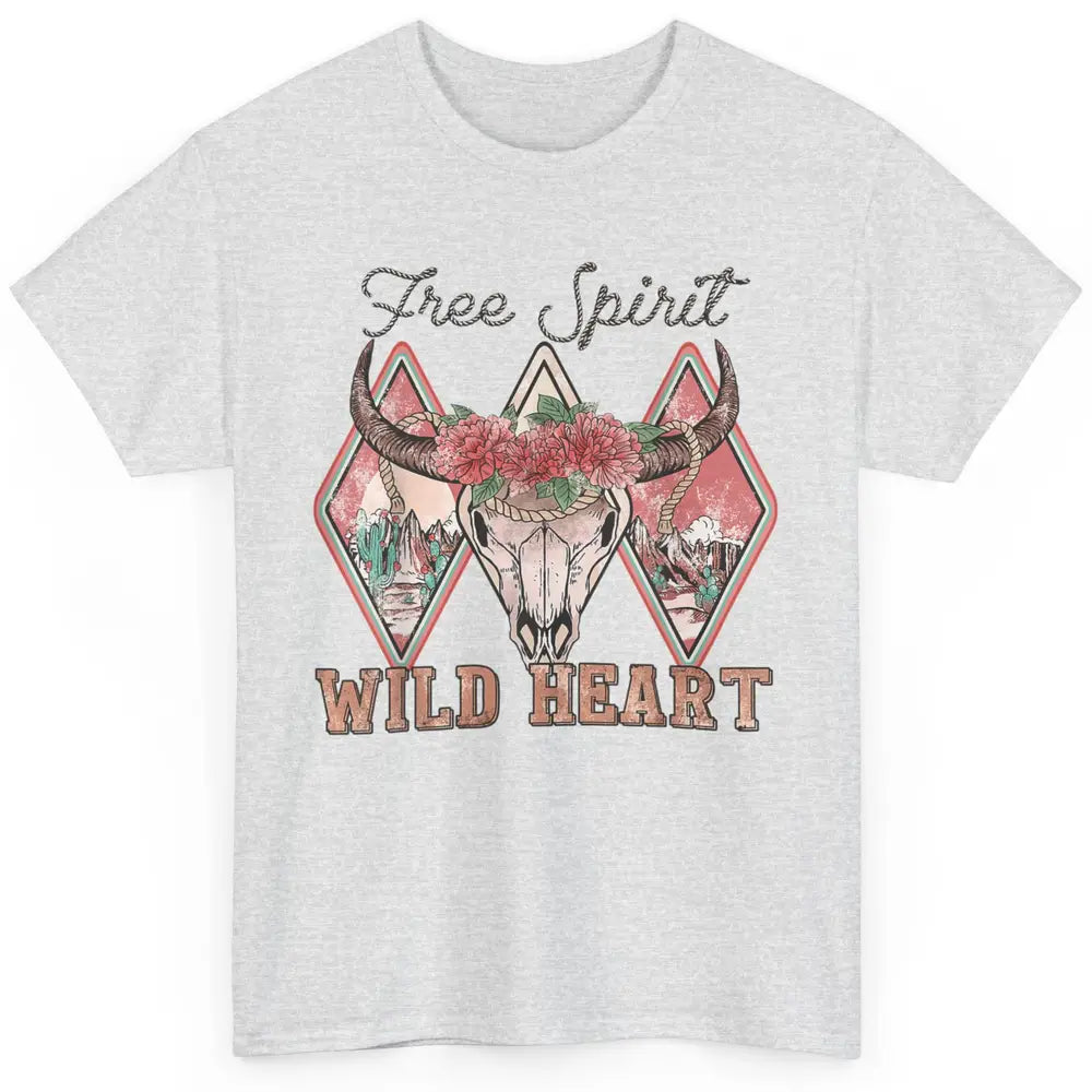 Bull Skull Free Spirit Wild Heart Valentine Western Rodeo Classic Unisex T-Shirt