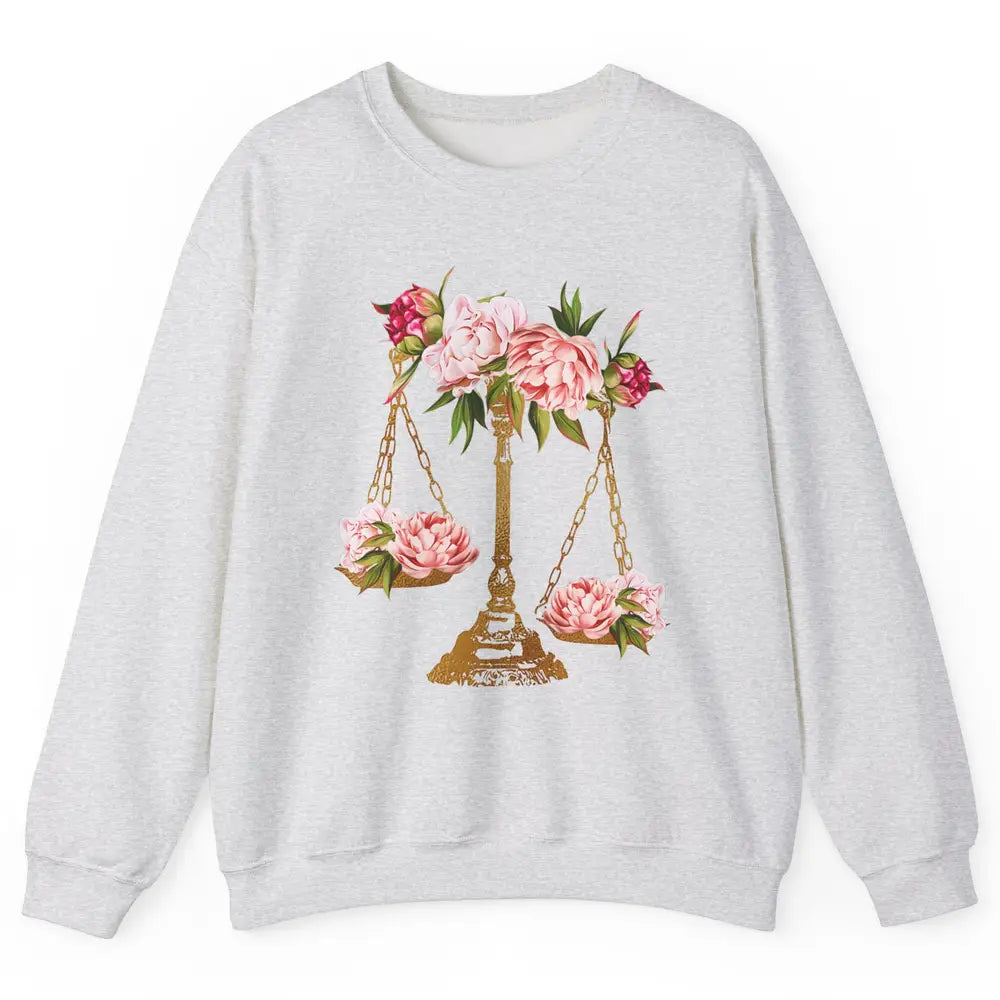 Wildflowers Lawyer Office Scales Decor Justice Law School Unisex Crewneck Sweatshirt