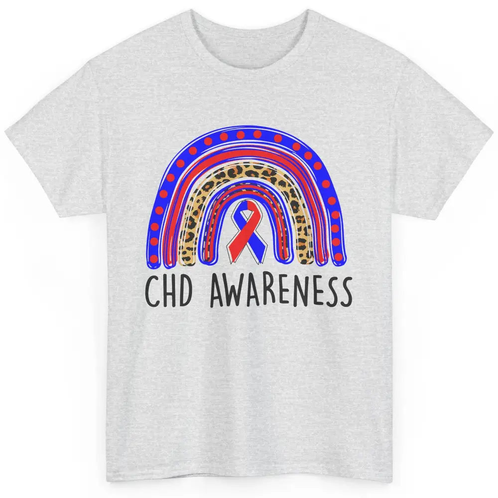 CHD Congenital Heart Disease Awareness Leopard Rainbow Gift Classic Unisex T-Shirt