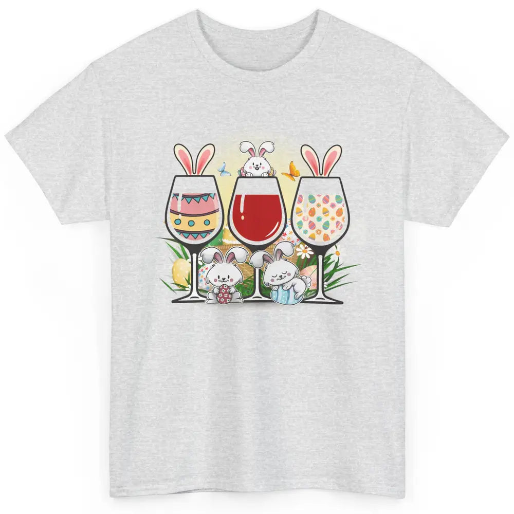 Floral Wine Glasses Easter Bunny Ears Rabbit Alcohol Egg God Classic Unisex T-Shirt