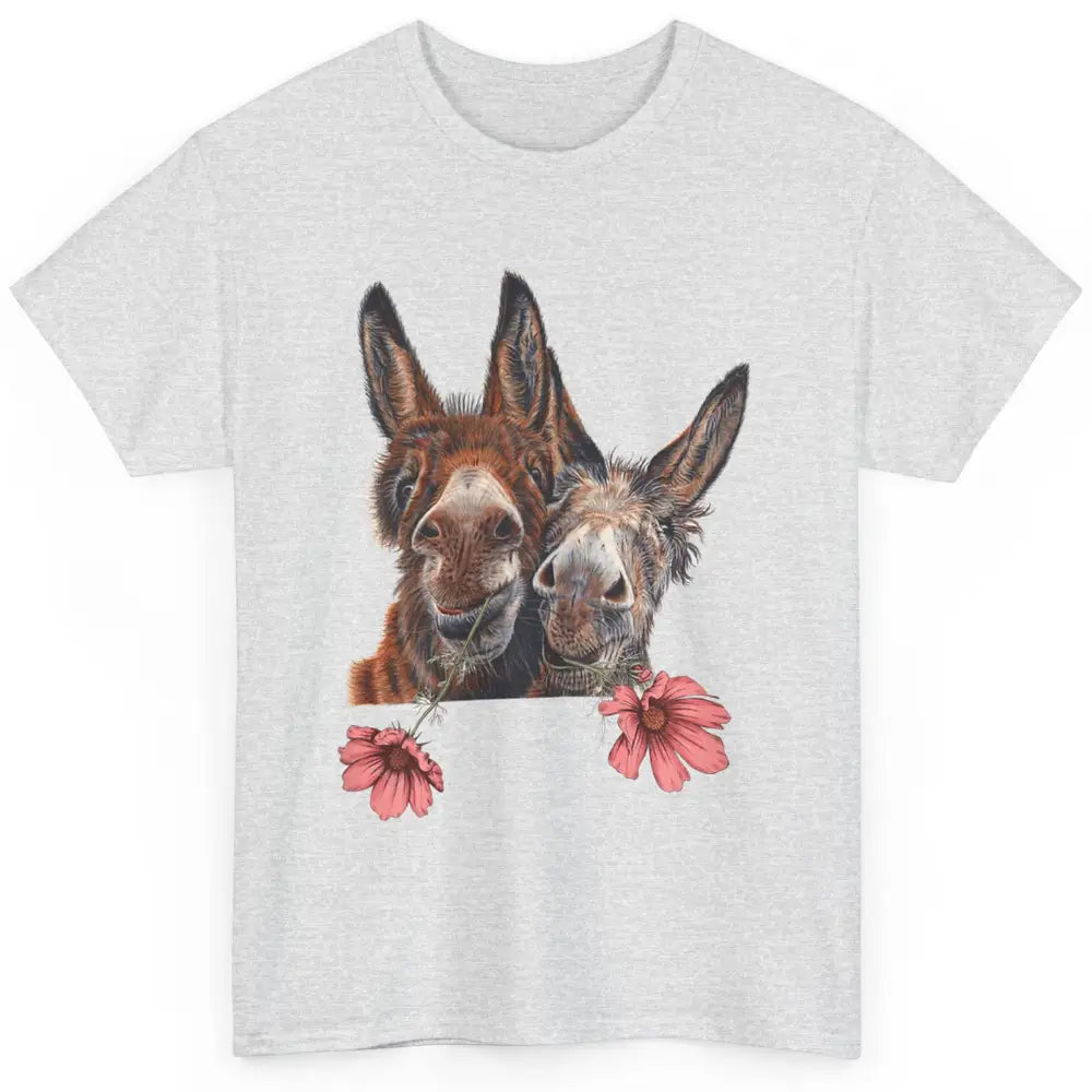 Wildflower Donkey Couple Retro Farm Animal Life Funny Donkey Classic Unisex T-Shirt