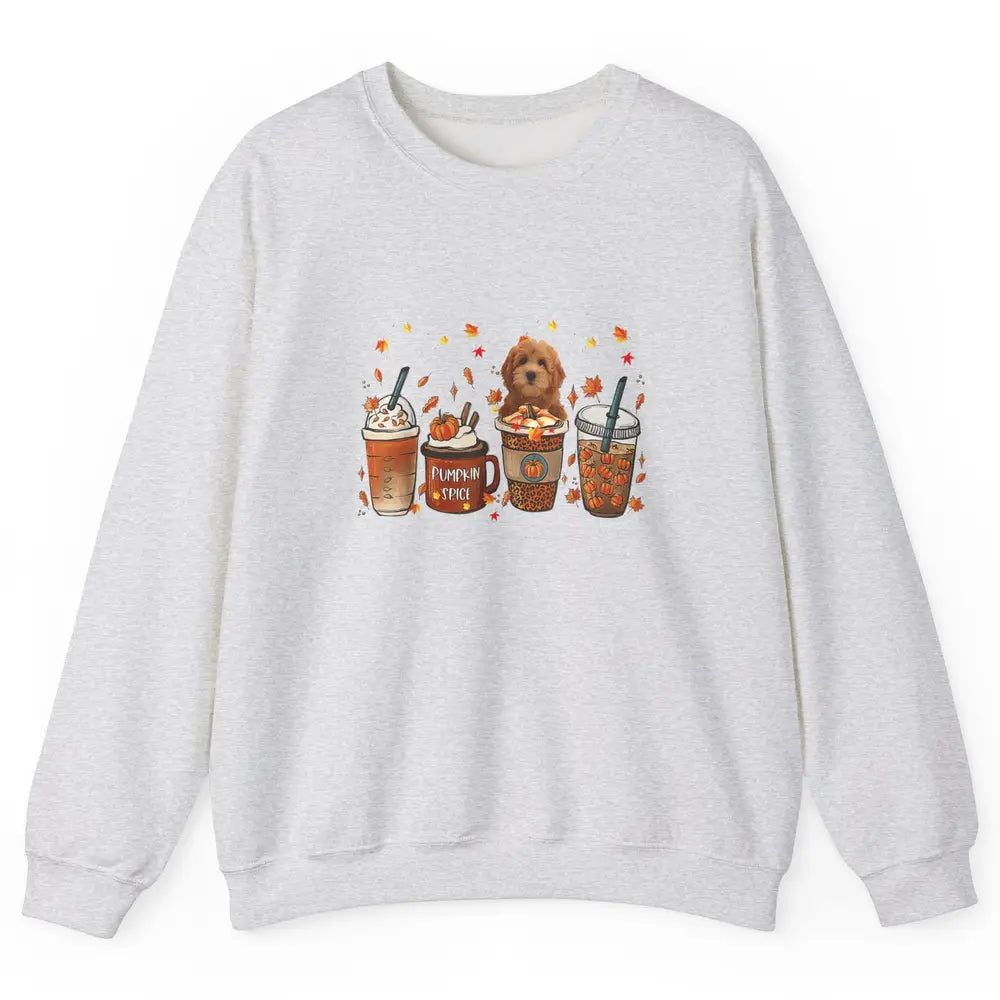 Golden Doodle Dog Fall Coffee Pumpkin Spice Dog Thanksgiving Unisex Crewneck Sweatshirt