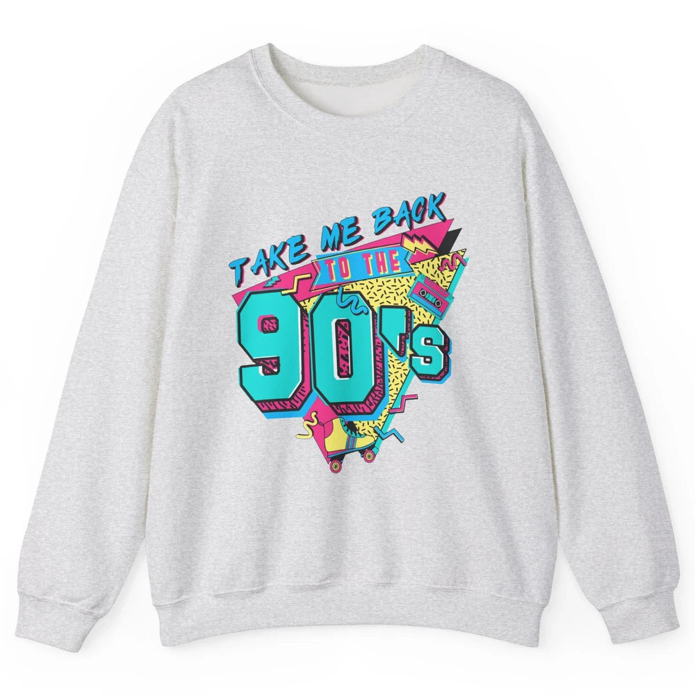 Vintage Take Me Back To The 90s Cassette Retro Rainbow Child Unisex Crewneck Sweatshirt