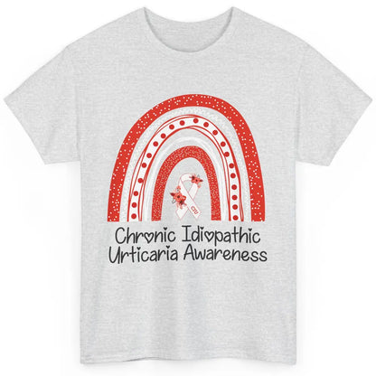 Chronic Idiopathic Urticaria CIU Red White Ribbon Rainbow Classic Unisex T-Shirt