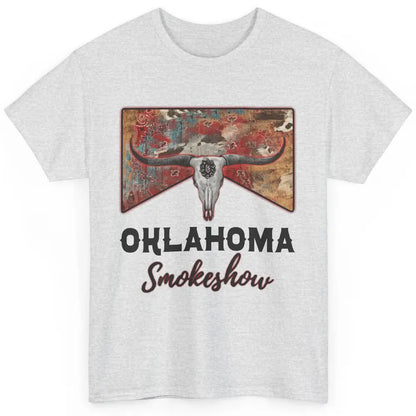 Boho Bull Skull Cow Print Oklahoma Smokeshow Western Country Classic Unisex T-Shirt