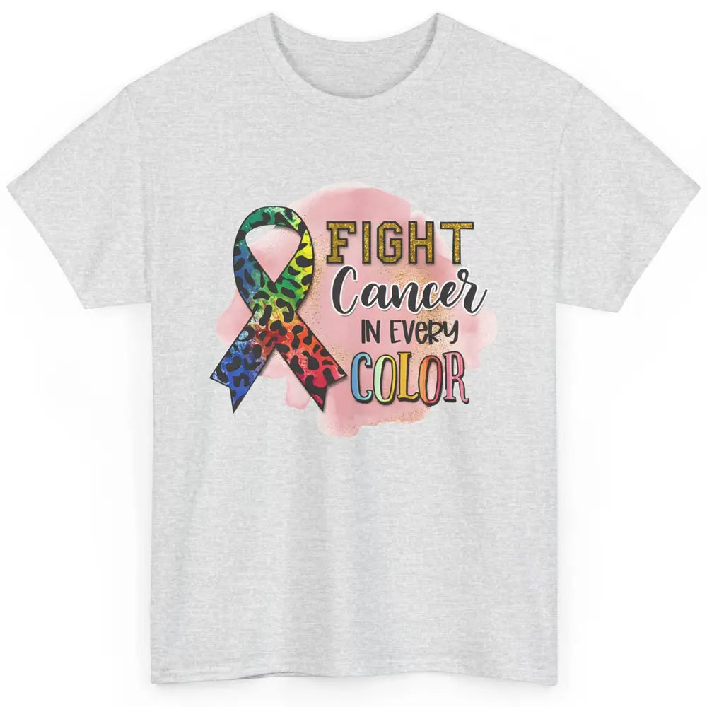 Fight Breast Cancer In Every Color Awareness Leopard Ribbon Classic Unisex T-Shirt