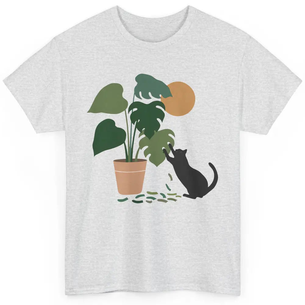 Black Cat And Plant The Making Of Monstera Garden Cat Lovers Classic Unisex T-Shirt