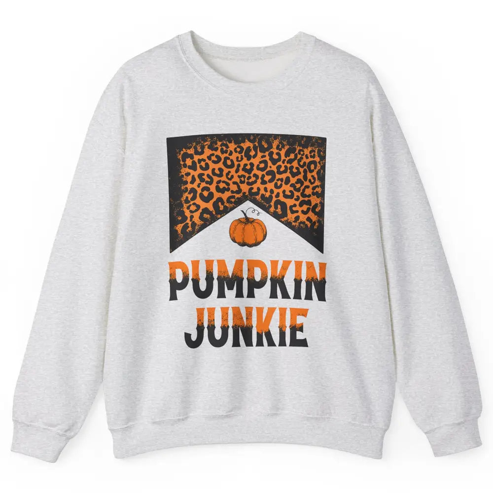 Retro Pumpkin Junkie Leopard Thanksgiving Western Country Unisex Crewneck Sweatshirt