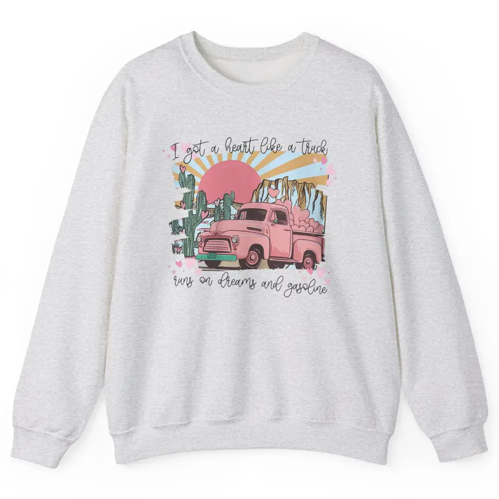 Western Sunset Cowgirl I Got Heart Like Truck Rodeo Cactus Unisex Crewneck Sweatshirt