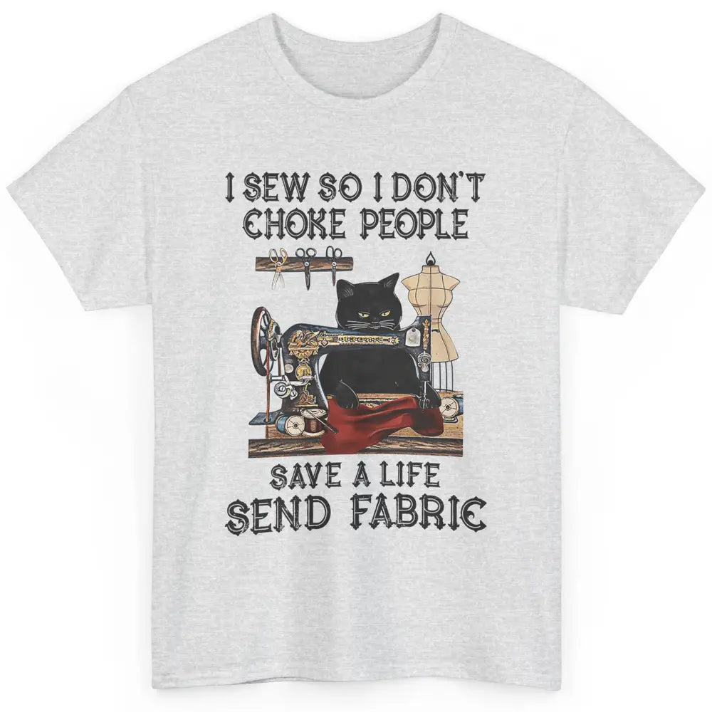 Funny Black Cat Sew Dont Choke People Knitter Quilt Crochet Classic Unisex T-Shirt