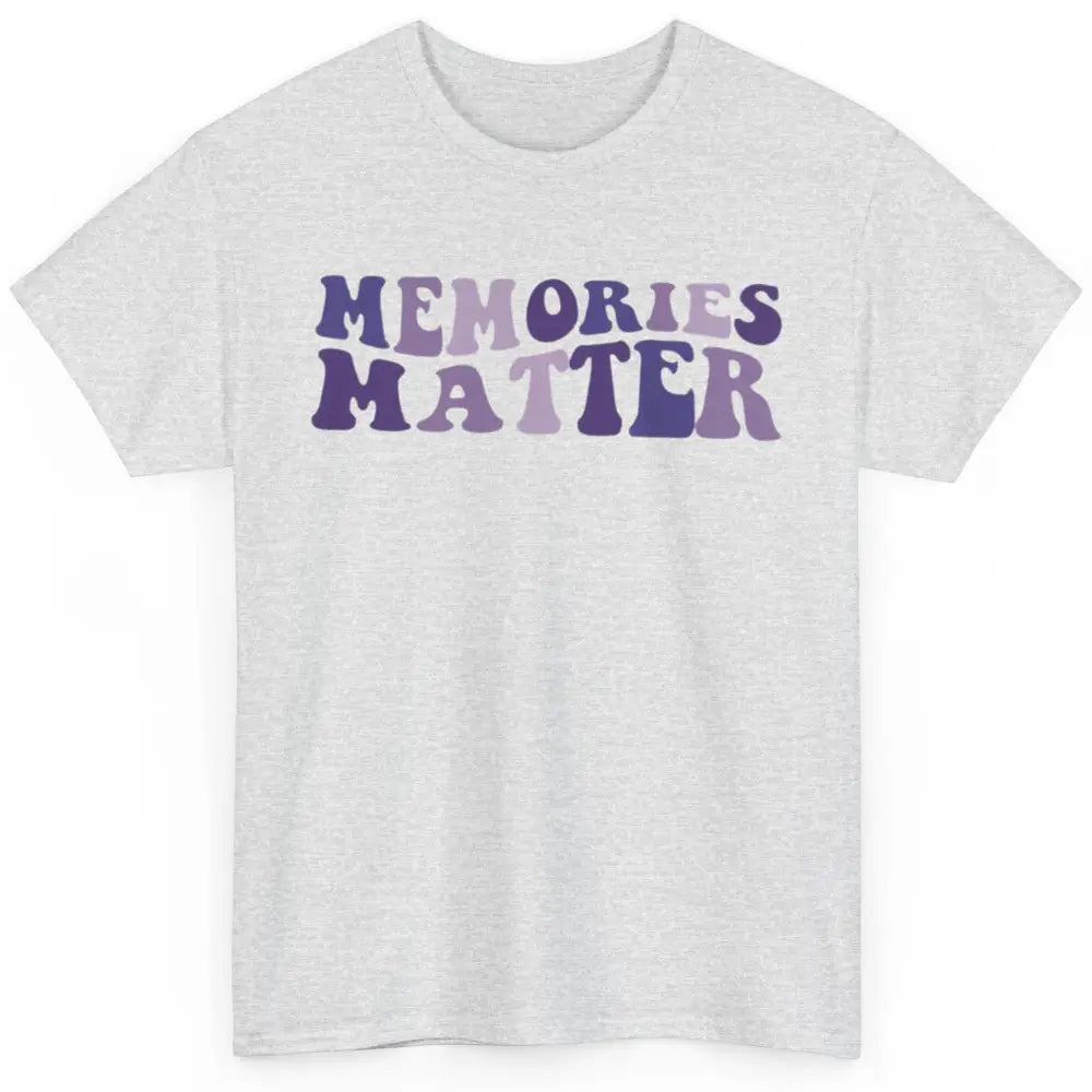 Alzheimer Awareness Groovy Memories Matter Purple Warrior Classic Unisex T-Shirt