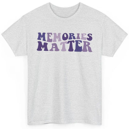 Alzheimer Awareness Groovy Memories Matter Purple Warrior Classic Unisex T-Shirt