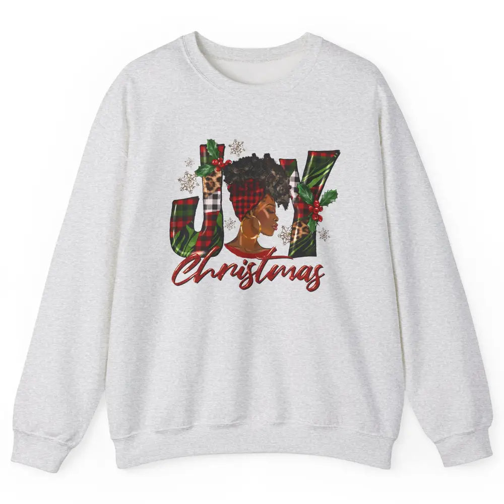 Leopard Black Woman Joy Melanin Christmas Black Christmas Unisex Crewneck Sweatshirt