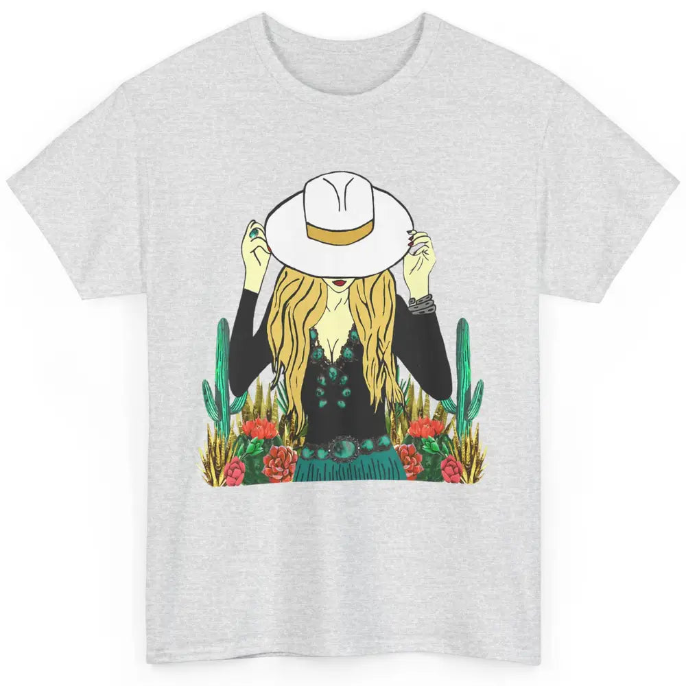 Desert Punchy Cowgirl Hat Western Country Cactus Howdy Retro Classic Unisex T-Shirt