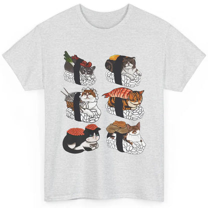 Funny Cat Sushi Roll Cute Japanese Kawaii Kitten Lovers Gift Classic Unisex T-Shirt