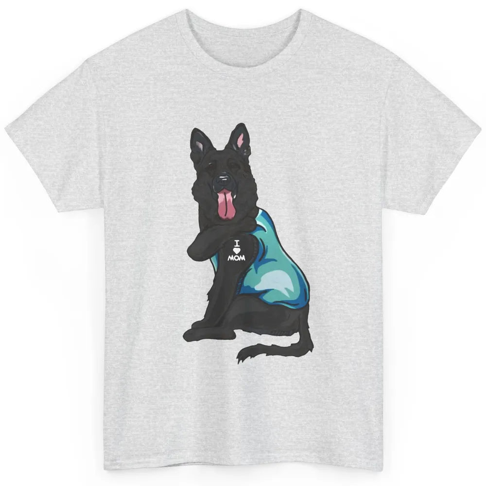 Black German Shepherd I Heart Mom Dog Mom Mother's Day Gift Classic Unisex T-Shirt