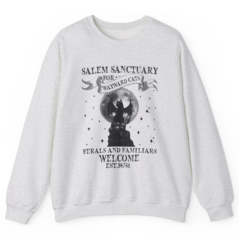 Witch Cat Salem Sanctuary Witch City Halloween Gothic Cat Unisex Crewneck Sweatshirt