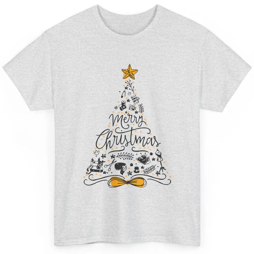 Funny Sewing Merry Christmas Tree Quilting Symbols Christmas Classic Unisex T-Shirt