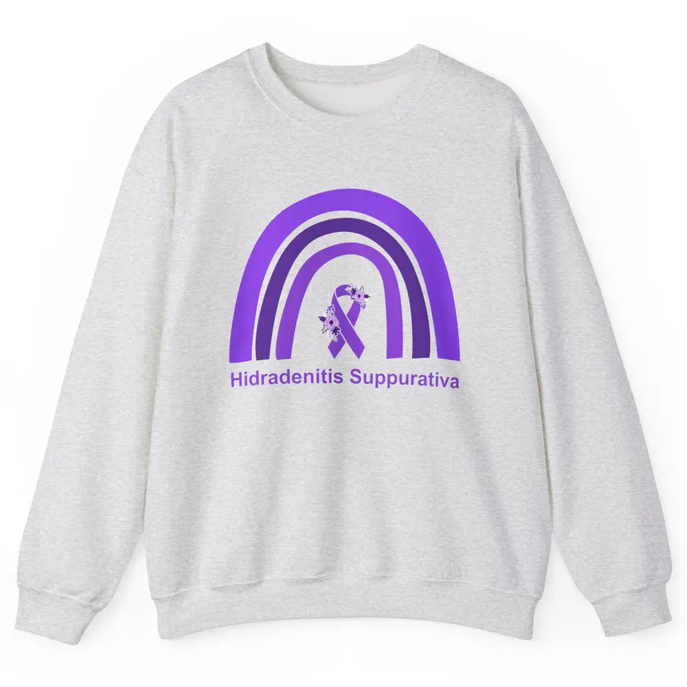 Small Fiber Neuropathy Awareness Floral Purple Rainbow Unisex Crewneck Sweatshirt