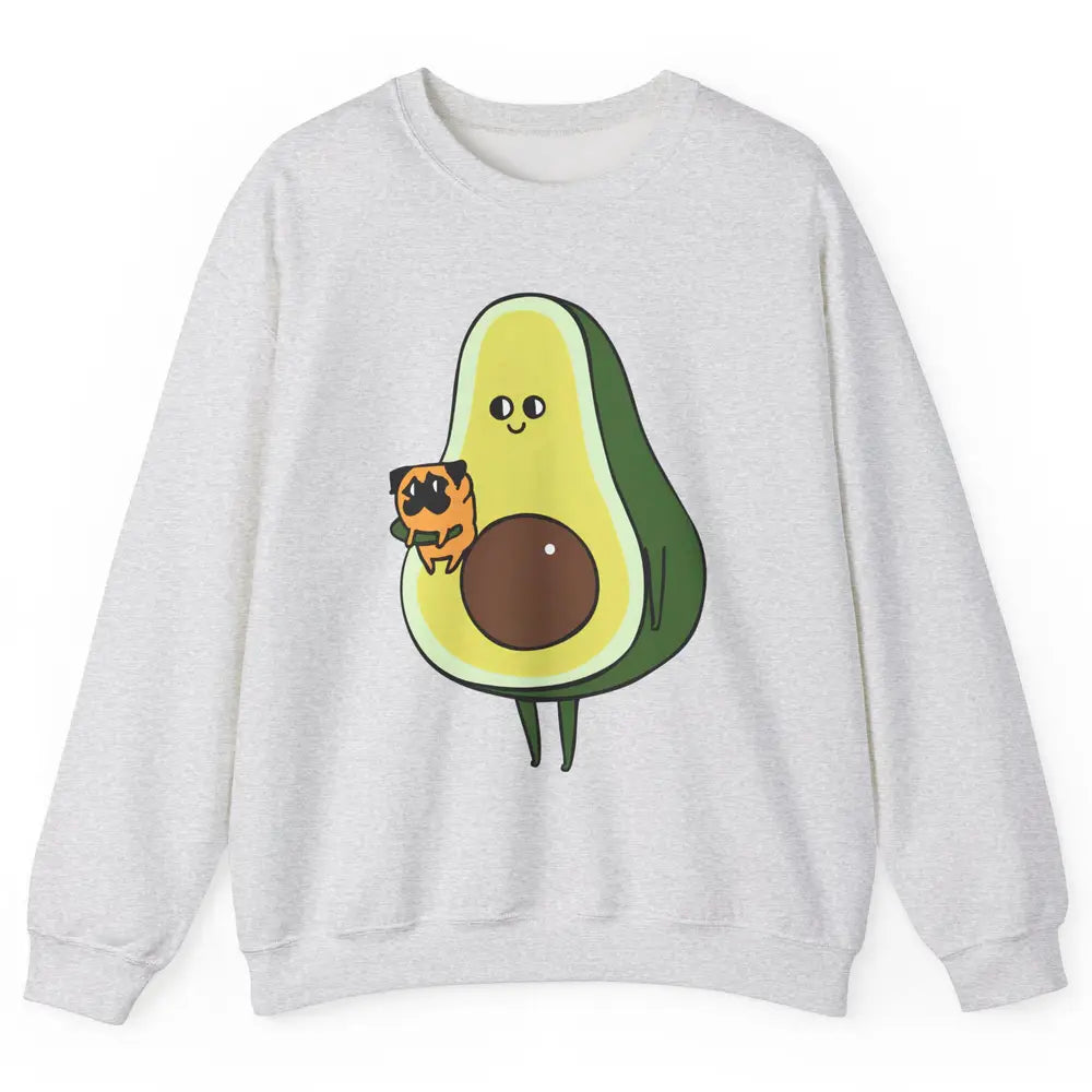 Avocado With Pug Funny Avocado Vegan Pug Lovers Gift Unisex Crewneck Sweatshirt