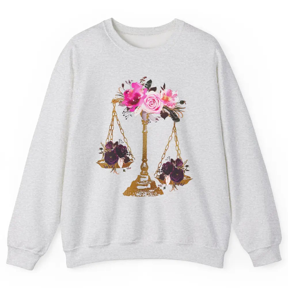 Wildflowers Lawyer Office Scales Roses Justice Law School Unisex Crewneck Sweatshirt