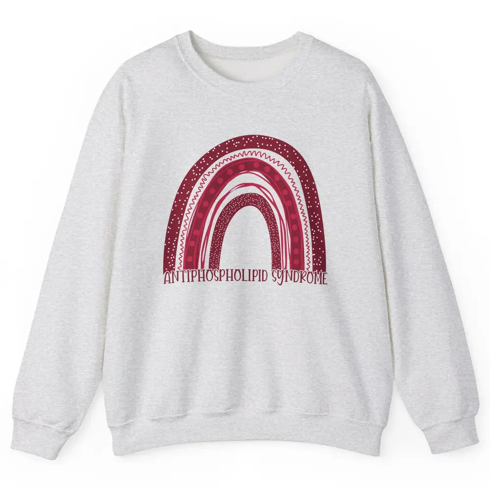 Antiphospholipid Syndrome Awareness APS Burgundy Rainbow Unisex Crewneck Sweatshirt