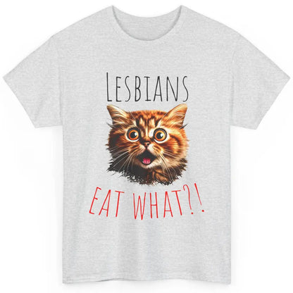 Funny Black Cat Lesbians Eat What LGBTQ Sarcastic Cat Mom Classic Unisex T-Shirt