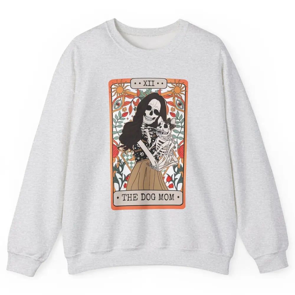 Retro Skeleton Tarot Card The Dog Mom Halloween Dog Lovers Unisex Crewneck Sweatshirt