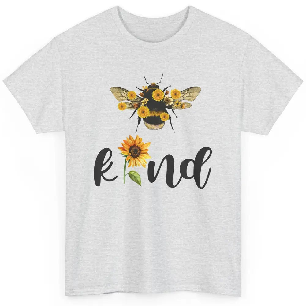 Bee Kind Be Cute Graphic Sunflower Inspirational Sayings Classic Unisex T-Shirt