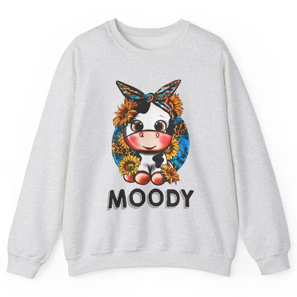 Sunflower Baby Cow Moody Highland Cow Heifer Western Cattle Unisex Crewneck Sweatshirt