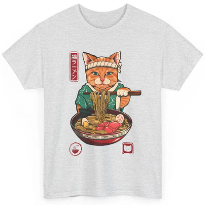 Funny Cat Ramen Bowl Noodles Soup Japanese Kawaii Ramen Cat Classic Unisex T-Shirt