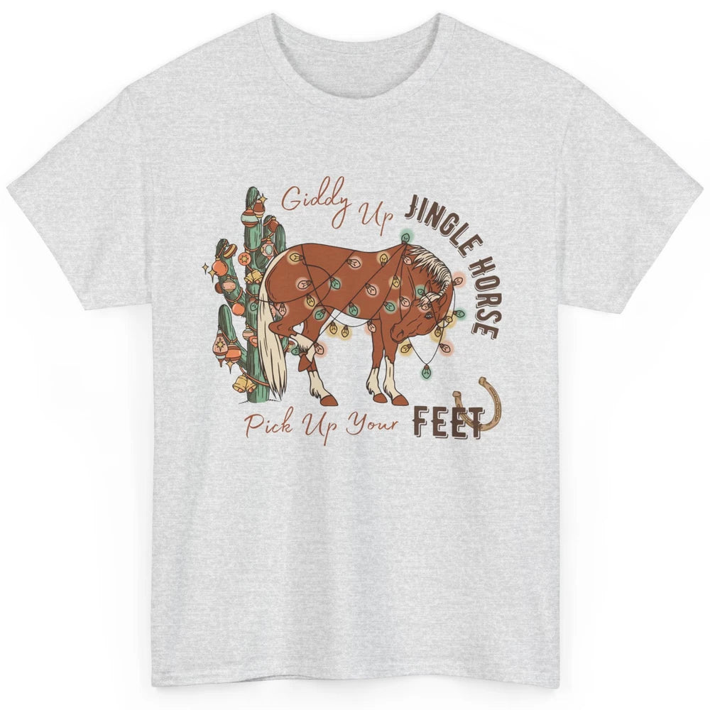 Giddy Up Jingle Horse Pick Up Your Feet Christmas Lights Classic Unisex T-Shirt