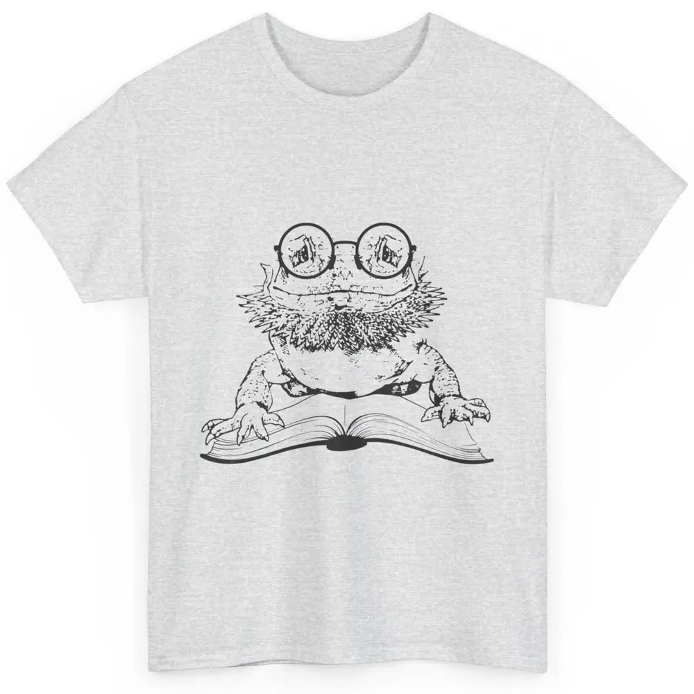 Bearded Dragon Glasses Reading Books Bookworm Funny Animal Classic Unisex T-Shirt