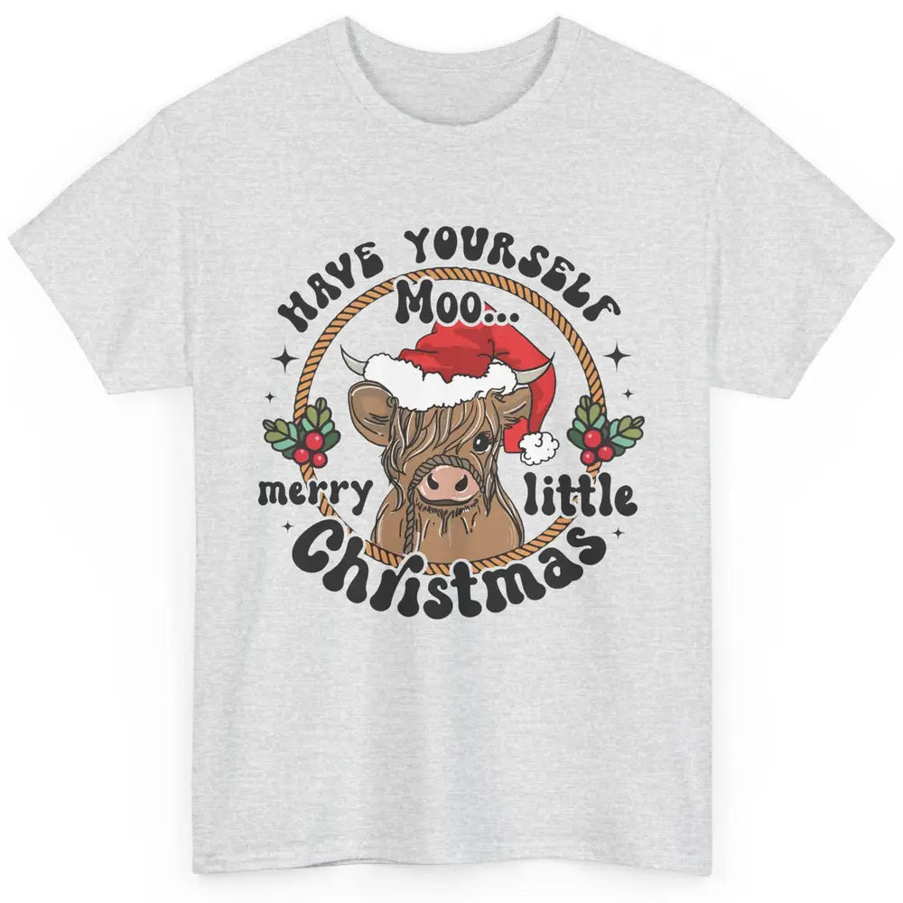 Have Yourself Merry Little Christmas Cow Santa Hat Xmas Gift Classic Unisex T-Shirt