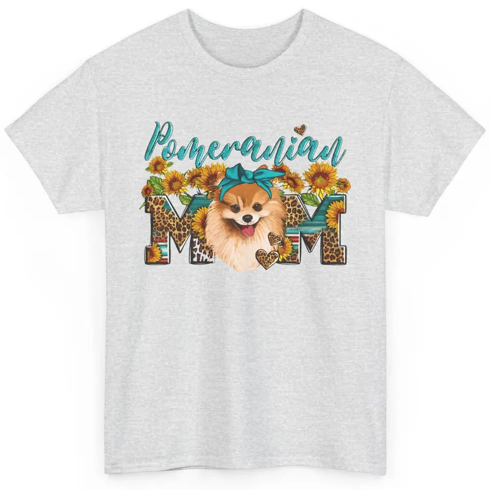 Sunflower Leopard Pomeranian Mom Western Pomeranian Dog Lady Classic Unisex T-Shirt