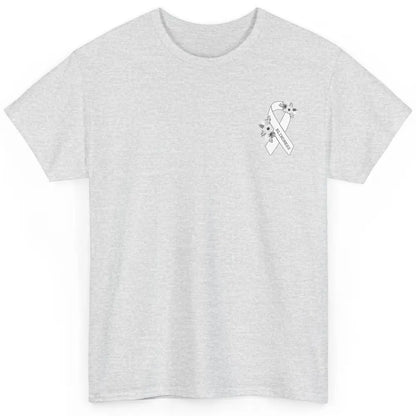 Blindness Awareness Floral White Gray Ribbon Blind Support Classic Unisex T-Shirt